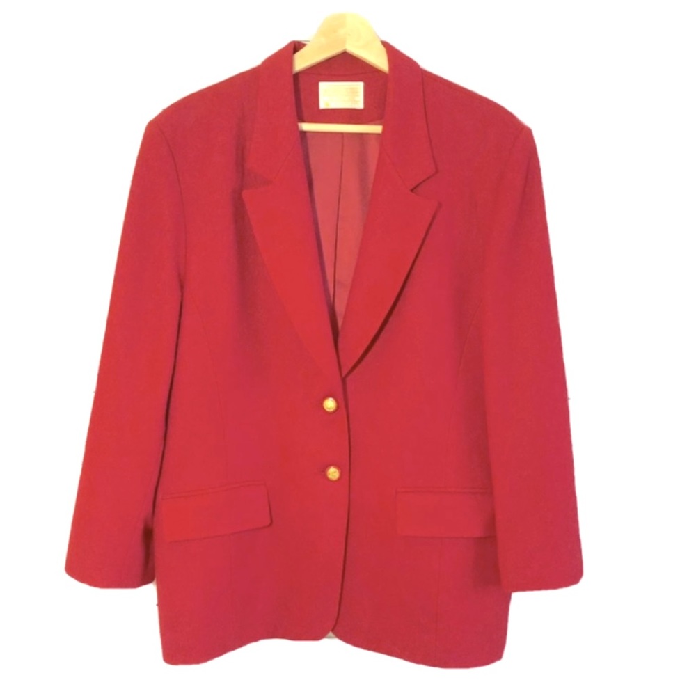 Pendleton Wool Blazer Jacket Long Sleeves Button Front Red Sz 16